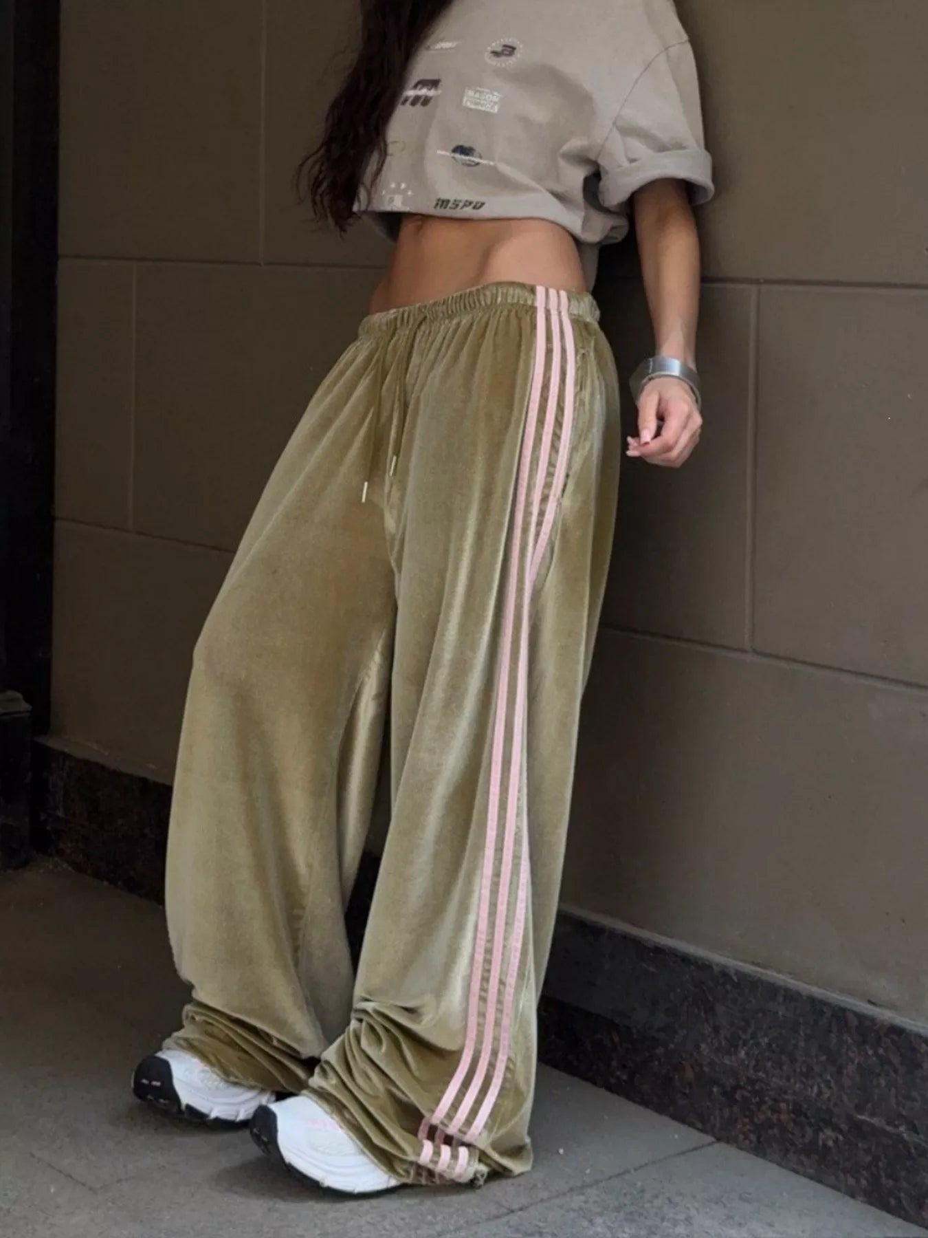 Trendsi Contrast Side Stripes Wide-Leg Pants -