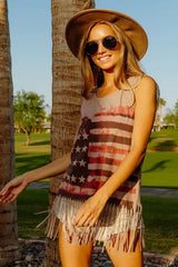 Trendsi BiBi American Flag Print Knit Sleeveless Top -
