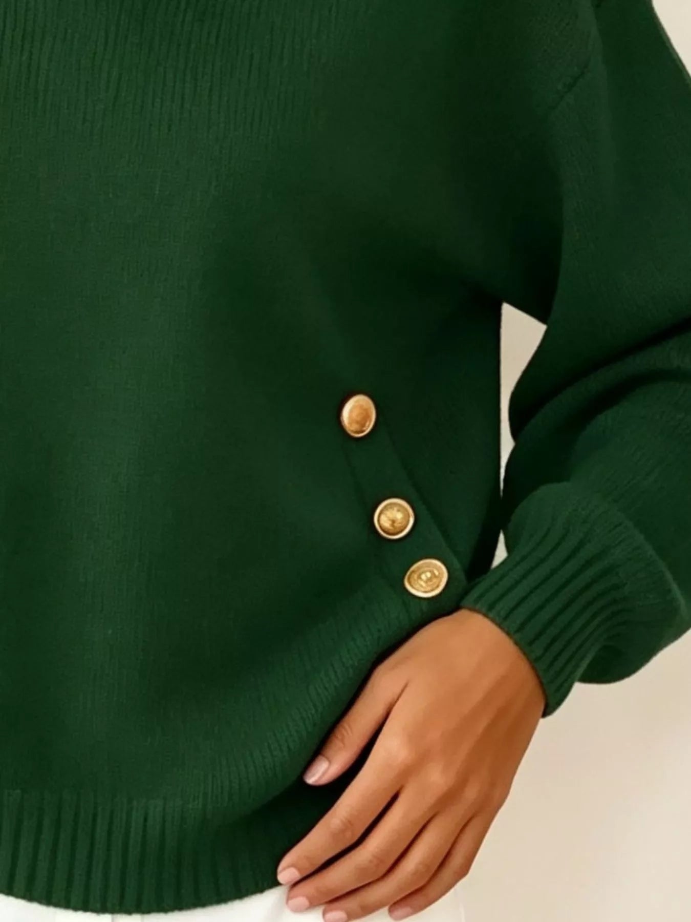 Trendsi Chic Collared Decor-Button Sweater -