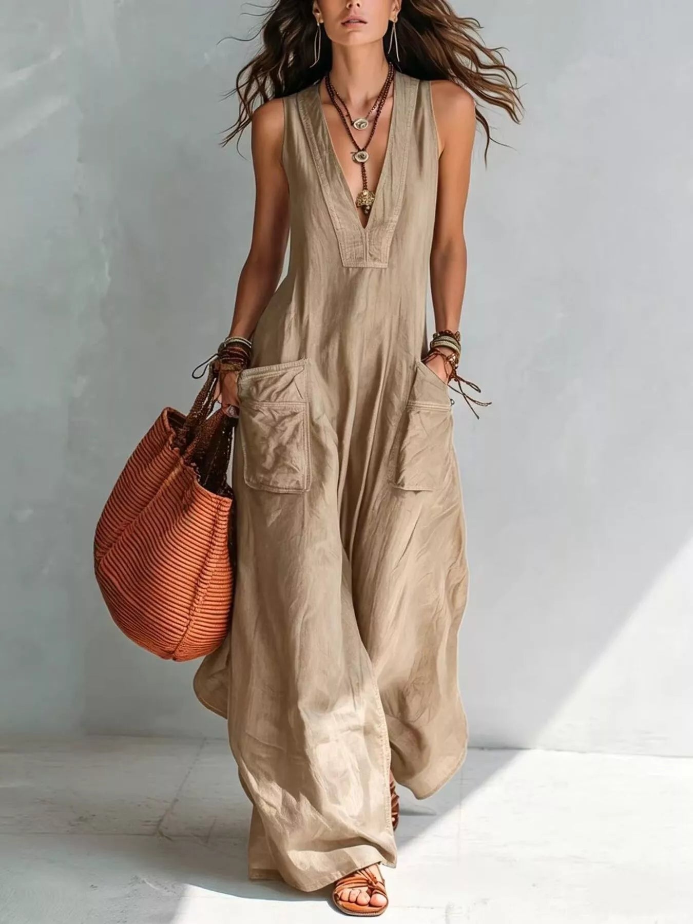 Trendsi Full Size V-Neck Sleeveless Wide-Leg Jumpsuit Plus Size -