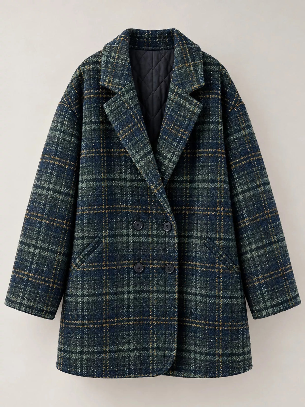 Vintage Plaid Double-Breasted Jacket — garment front
