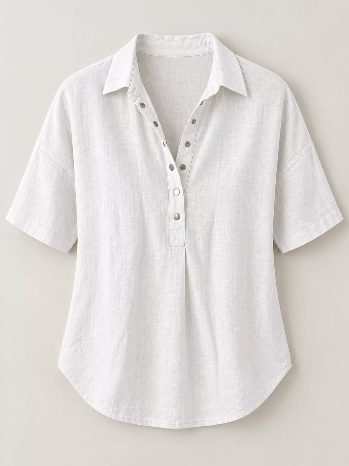 Snap Down Shirt in white, front view