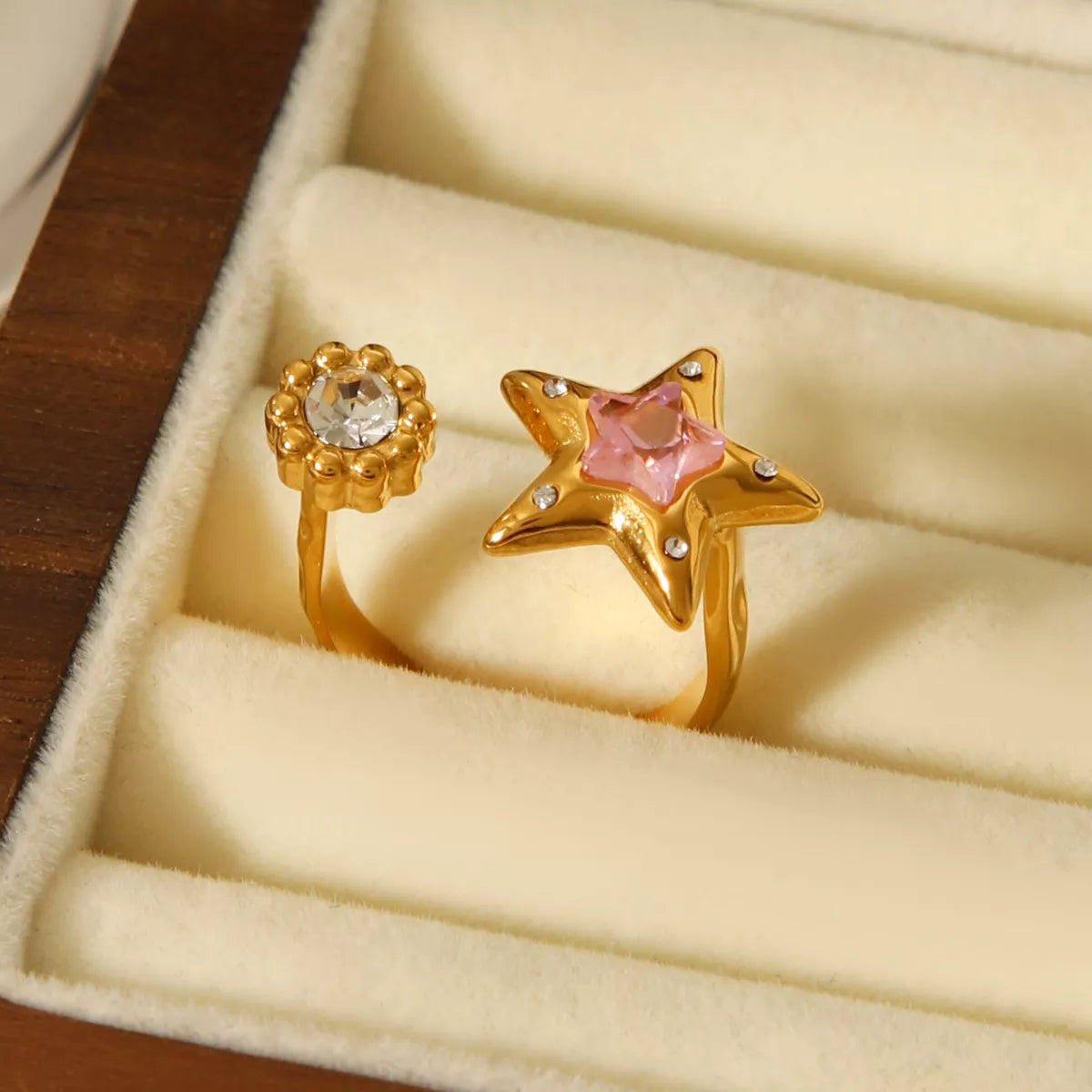 Trendsi 18K Gold-Plated Zircon Star Open Ring -