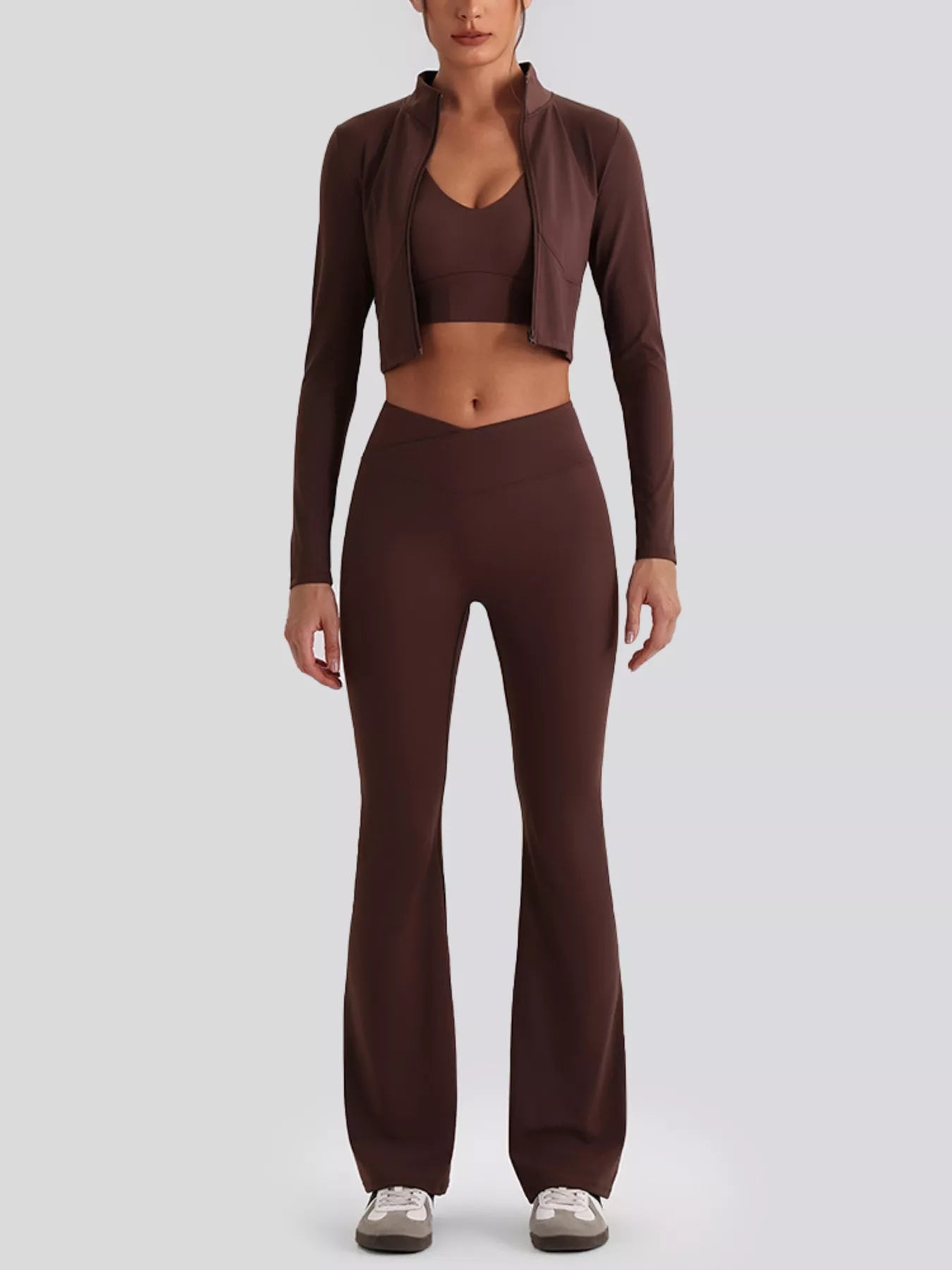 Trendsi Seamless Criss-Cross V-Neck Tank and Leggings Active Set -