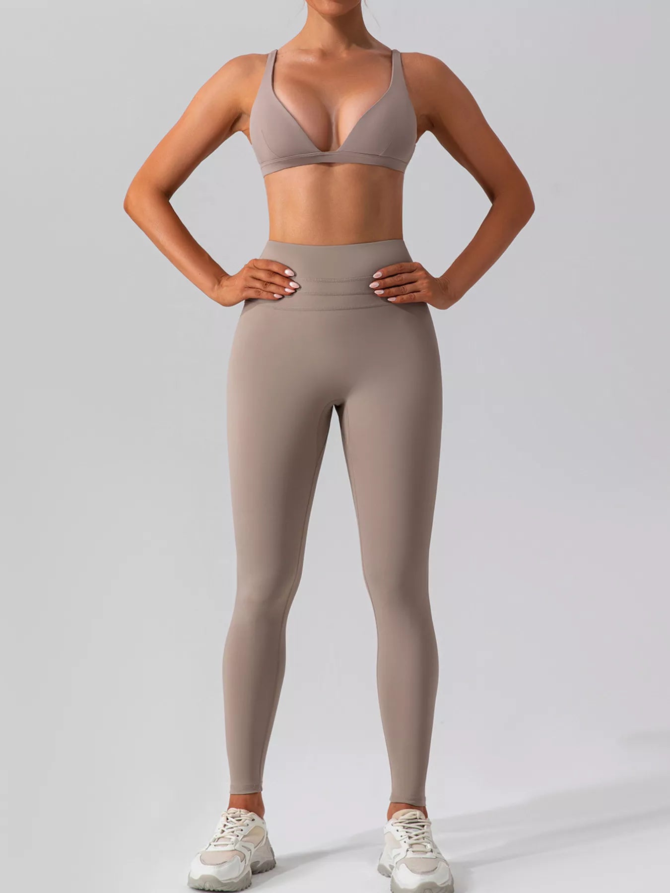 Trendsi V-Neck Tank and High-Waisted Seamless Pants Active Set -