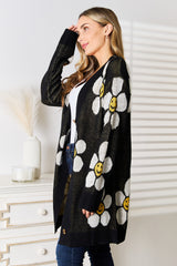 Trendsi Perfee Floral Button Down Longline Cardigan -