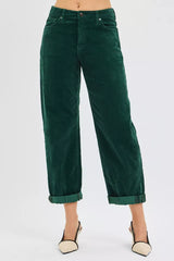 Trendsi RISEN High Rise Crop Barrel Cordurory Pants -