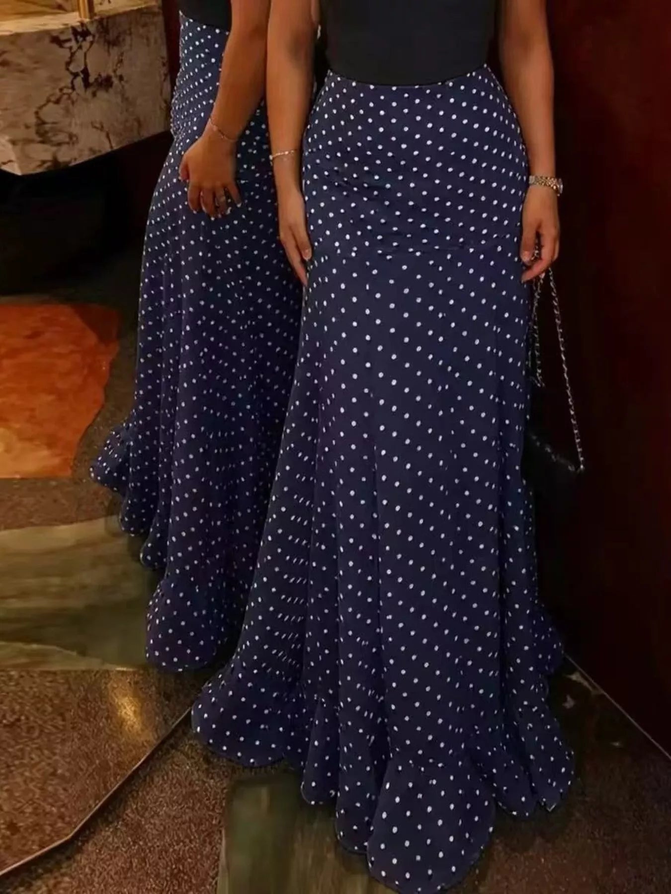 Trendsi Polka Dot Mermaid Maxi Skirt -