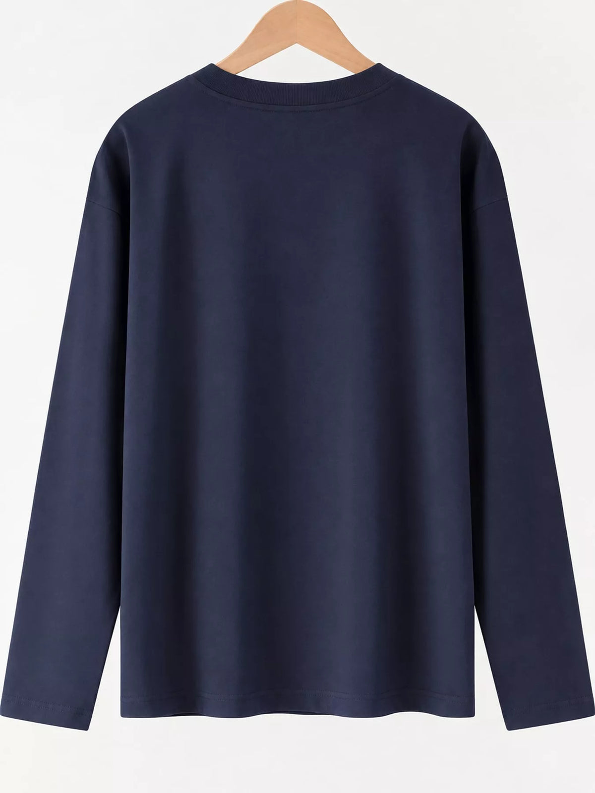 Solid Long-Sleeve Crew Neck T-Shirt — back view