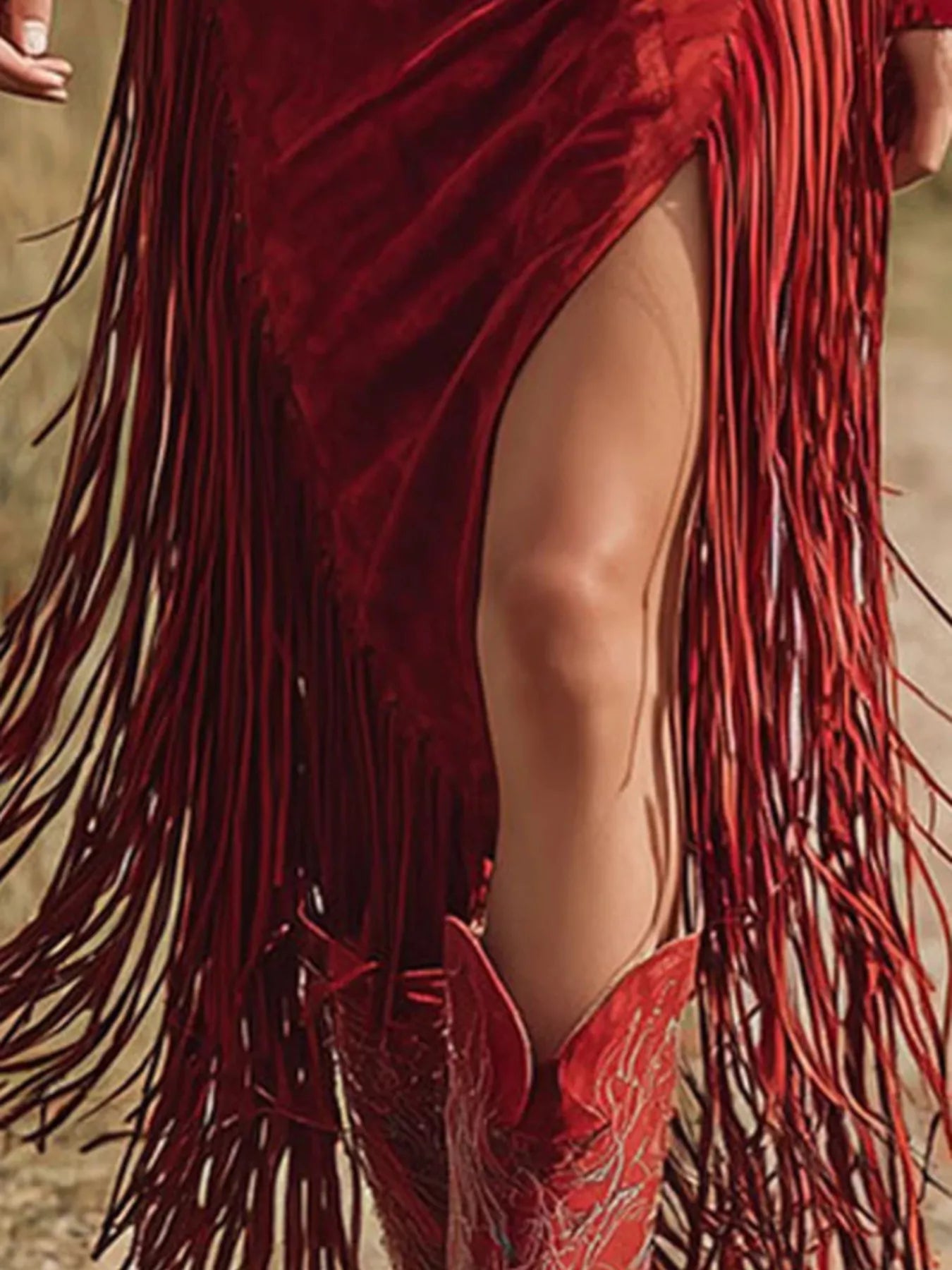 Trendsi Fringe Zip-Front Midi Dress -