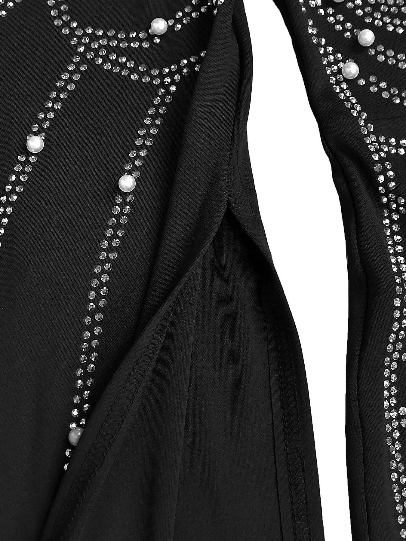 Trendsi Rhinestone Pearl Detail One-Shoulder Mermaid Maxi Dress -