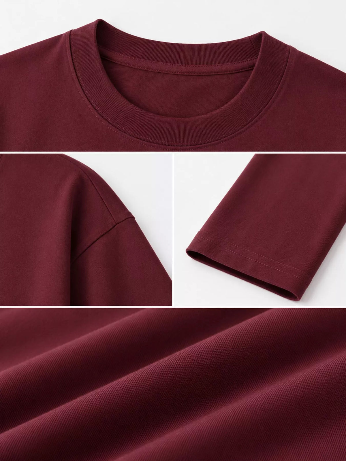 Solid Long-Sleeve Crew Neck T-Shirt — garment construction details