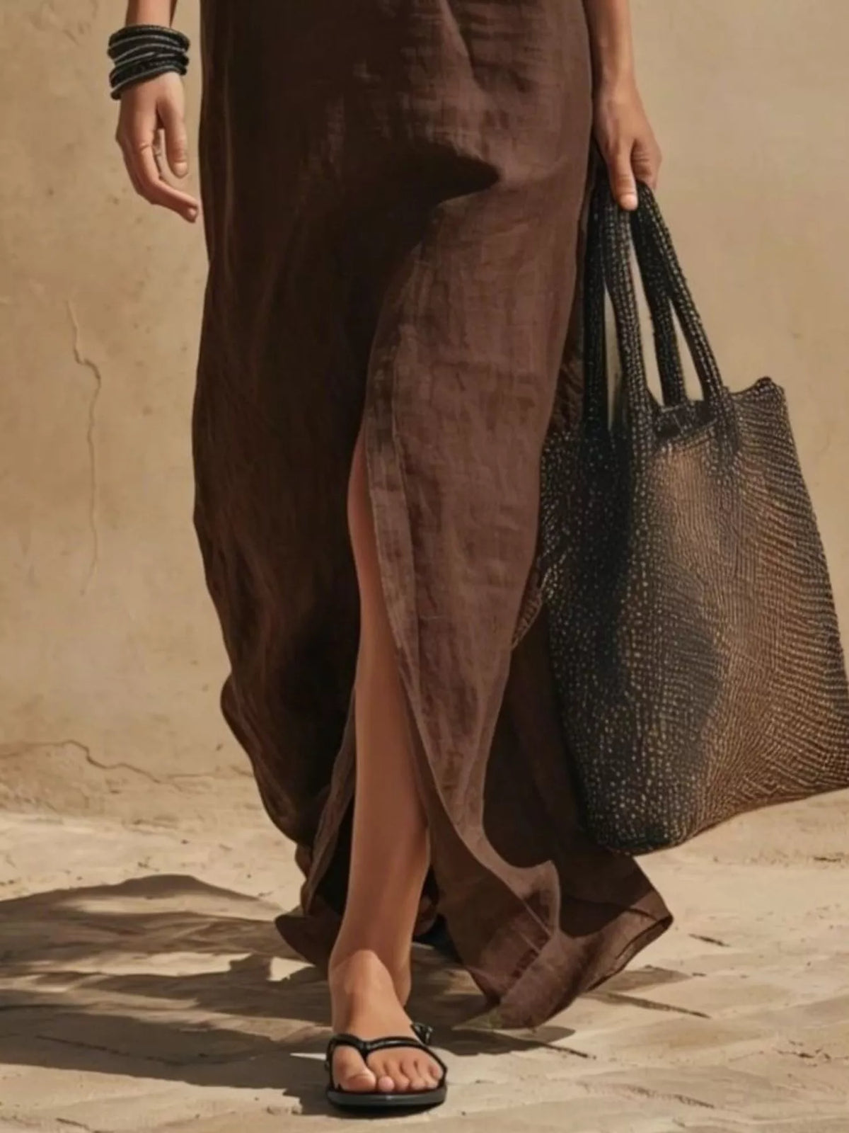 Trendsi Slit Front Spaghetti Strap Maxi Dress -
