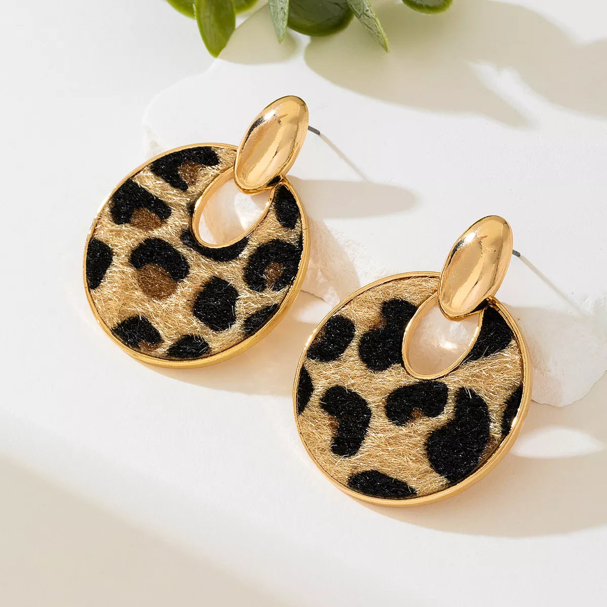 Trendsi Leopard Circle Dangle Earrings -