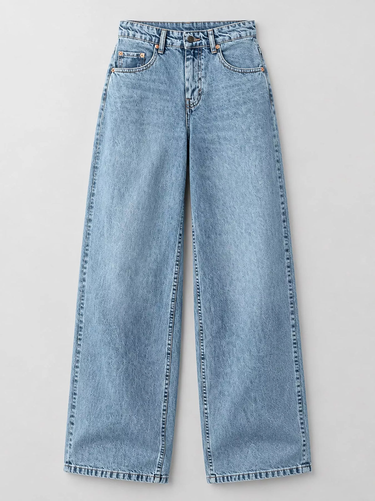Wide-Leg Vintage Wash Jeans in light blue, front view