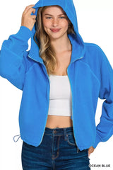 Trendsi Zenana Fleece Pigment Dye Zip Up Hoodie with Pockets -