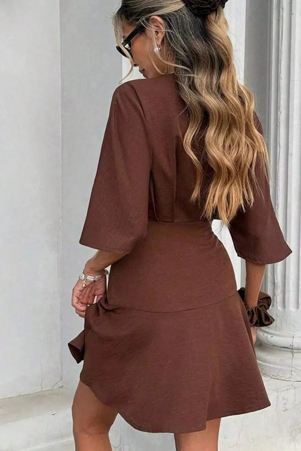 Trendsi Surplice Half Sleeve Mini Dress -