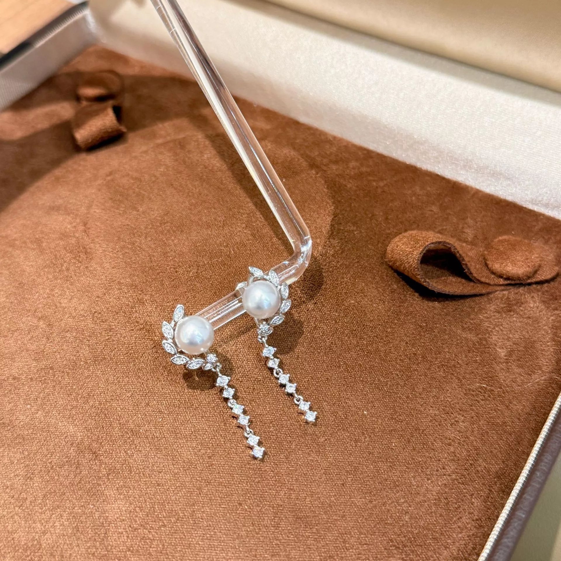 Trendsi Pearl Zircon Drop Earrings -