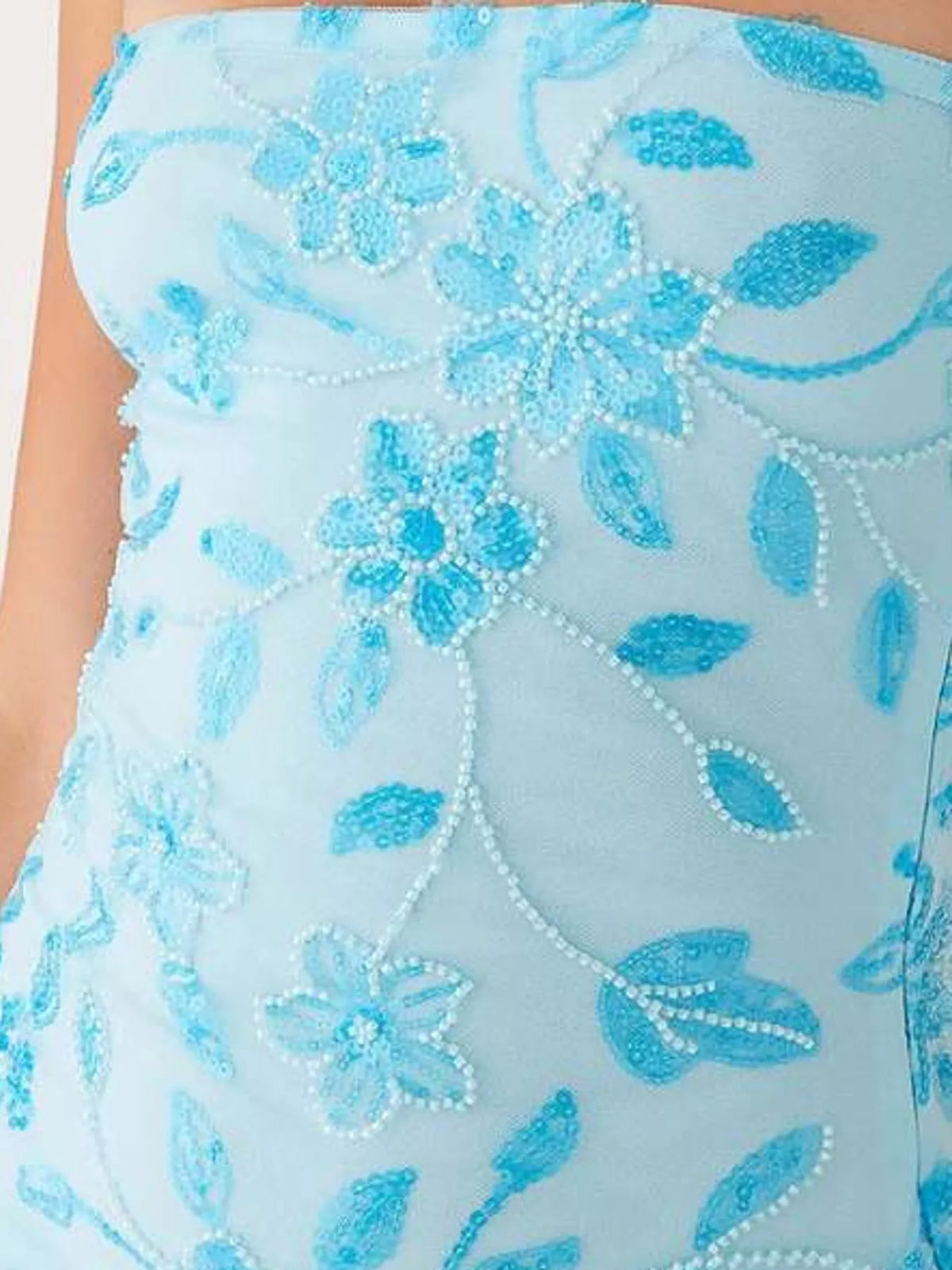strapless mini dress, construction and design details