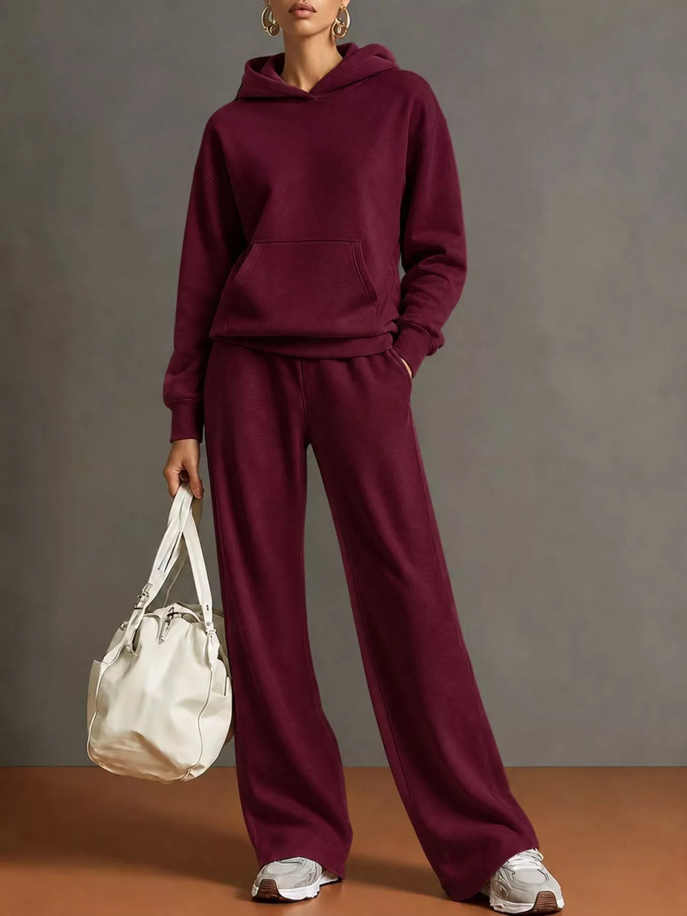 Trendsi Kangaroo Pocket Hoodie and Pants Set -