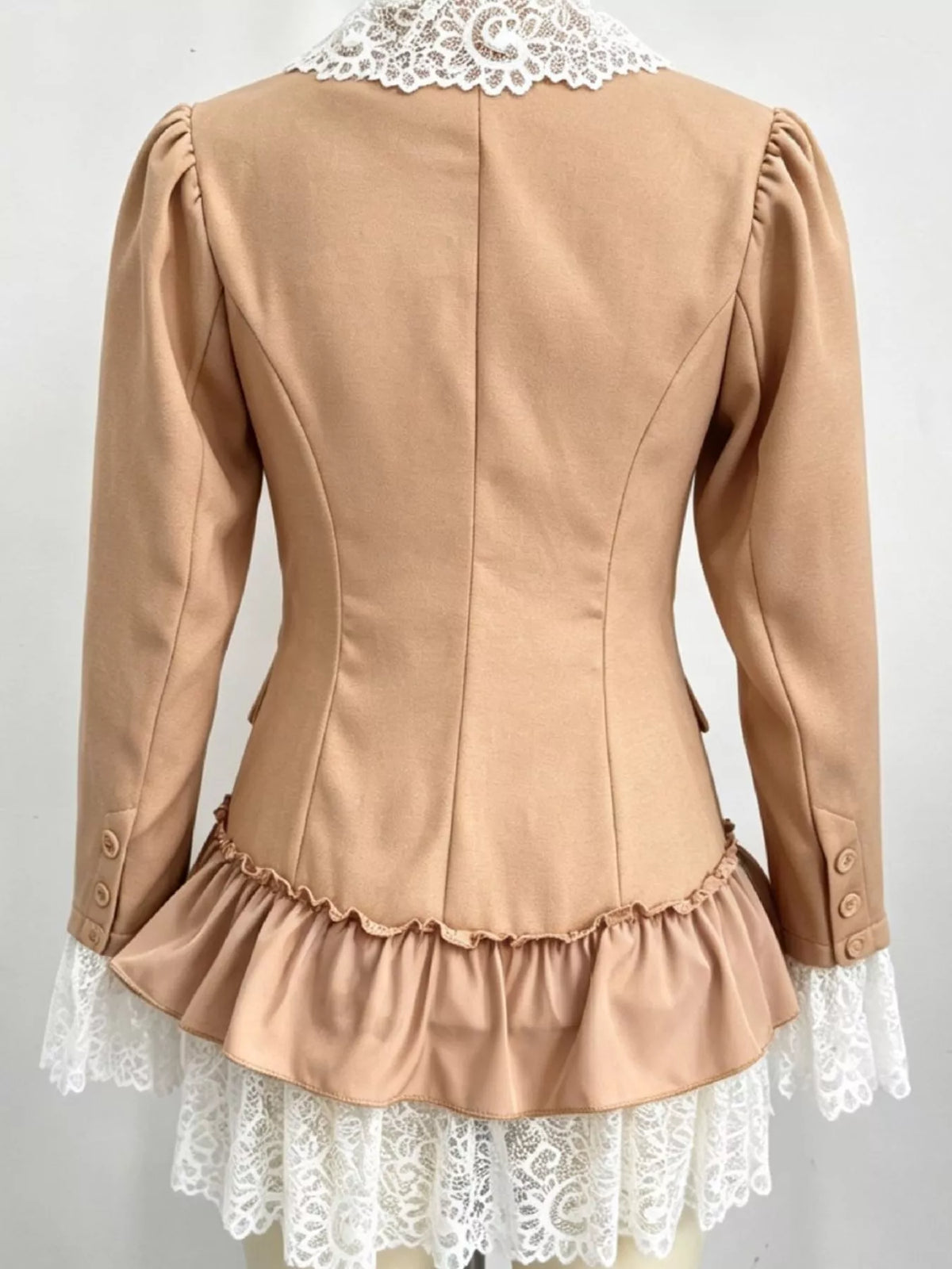 Collared long sleeve mini dress, back view