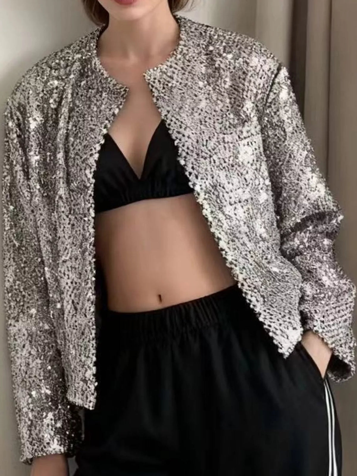 Silver long-sleeve jacket