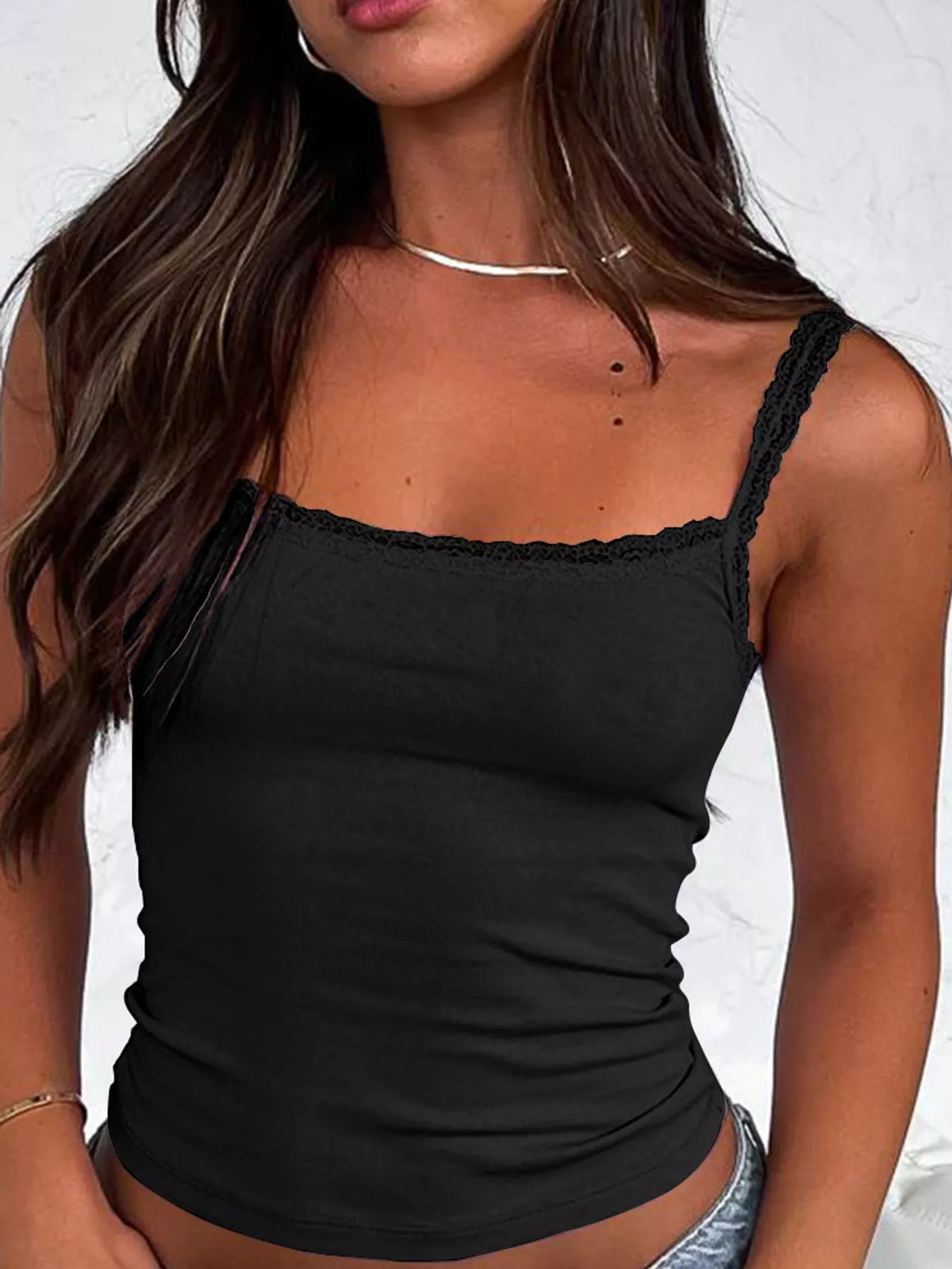 Lace camisole, black front