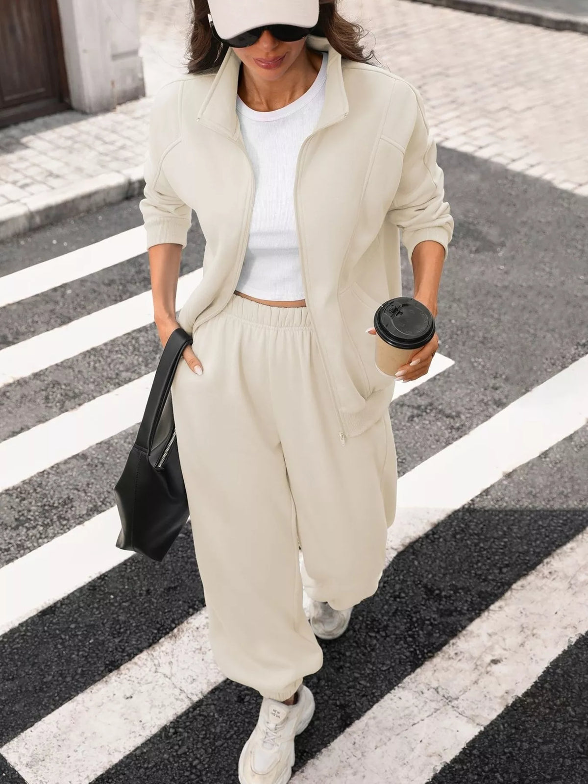 Trendsi Zip-Up Long Sleeve Top and Pants Set -