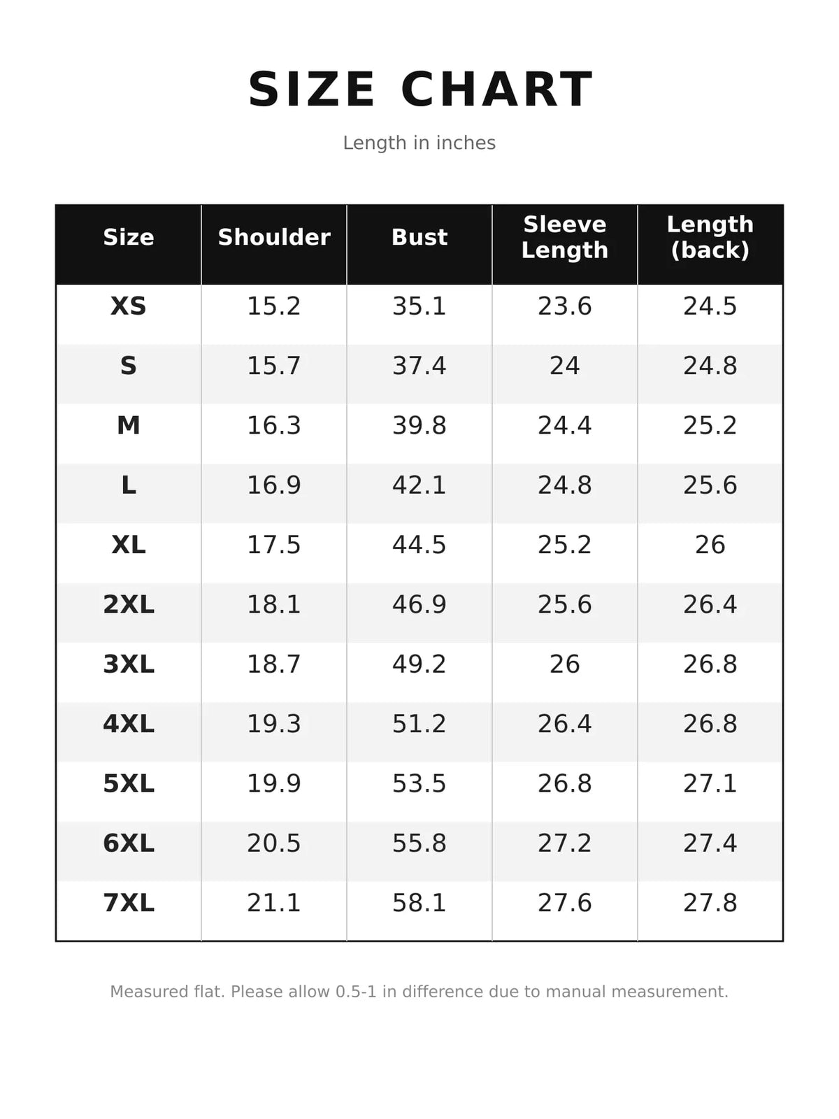 Size chart for hooded faux-leather jacket