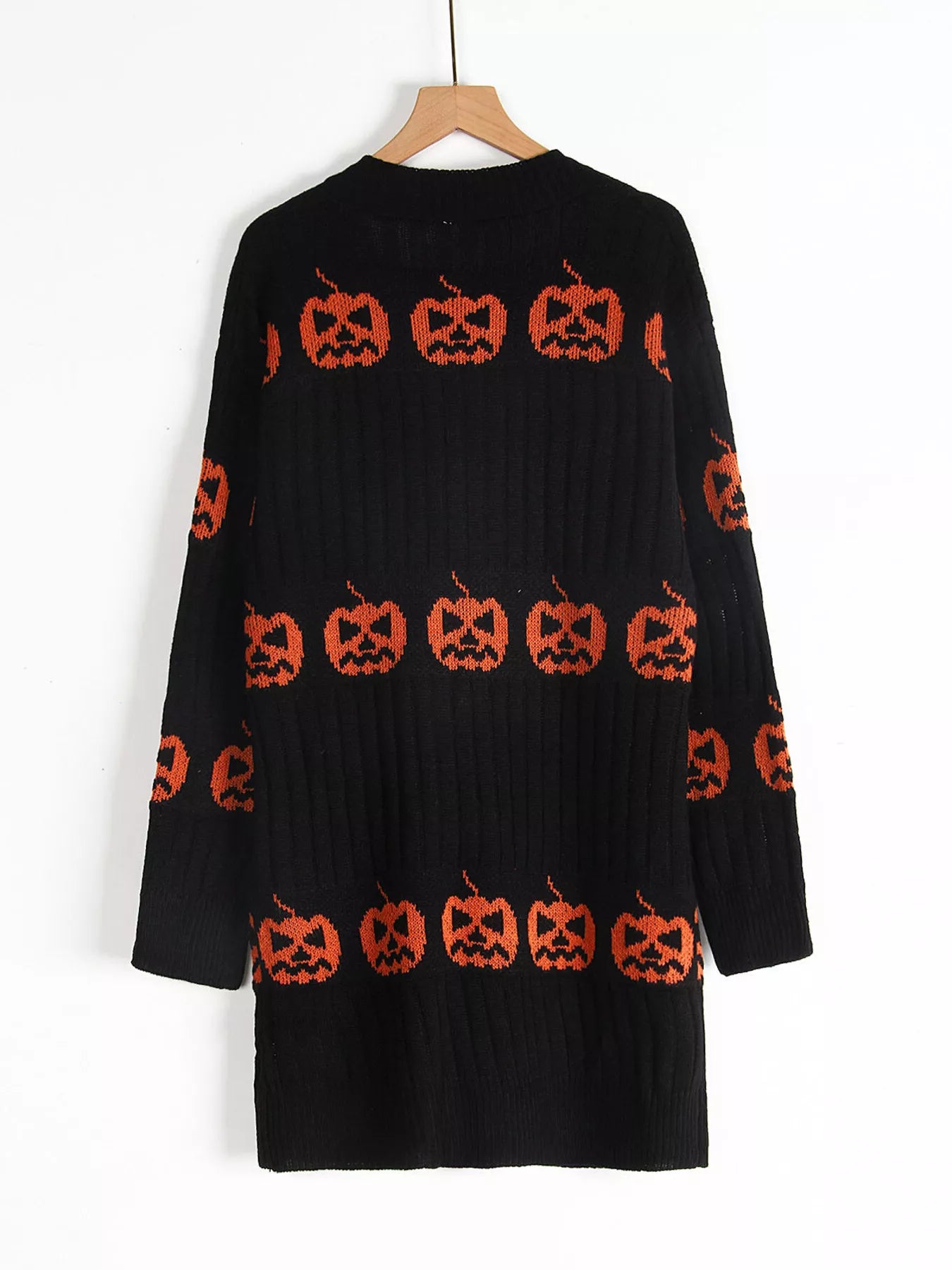 Trendsi Halloween Pumpkin Open Front Knit Cardigan -