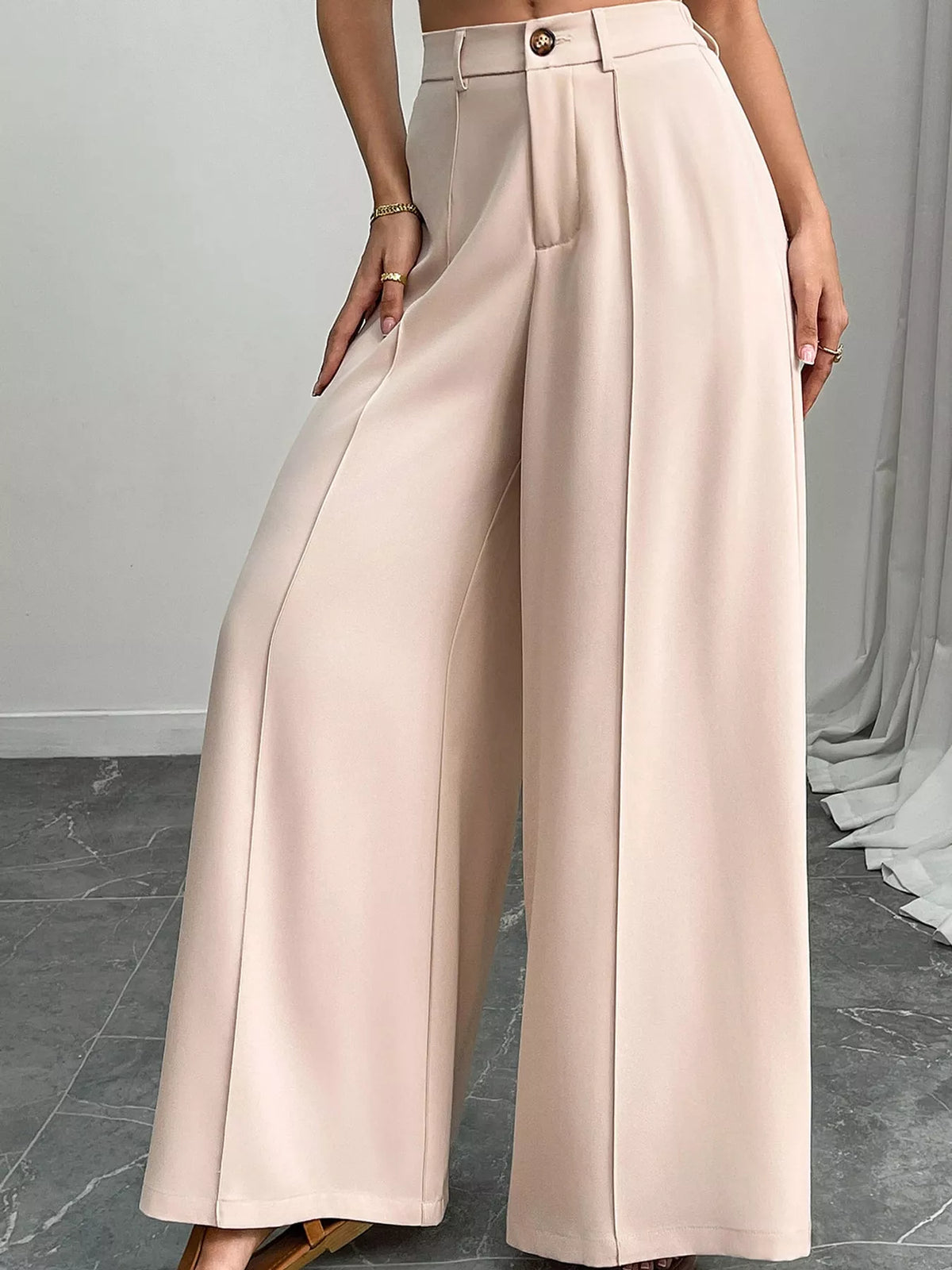 Wide-leg trousers, beige front