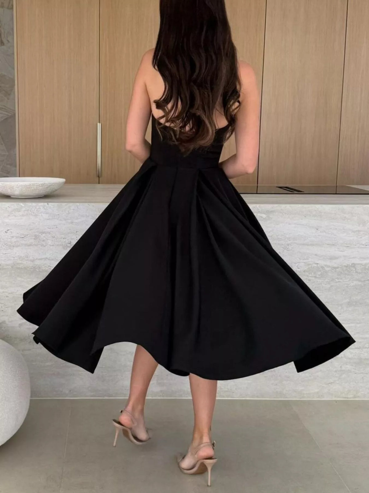 Trendsi Strapless Ruched A-Line Midi Dress -