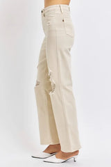 Trendsi Judy Blue Full Size High Waist Distressed Wide Leg Jeans -