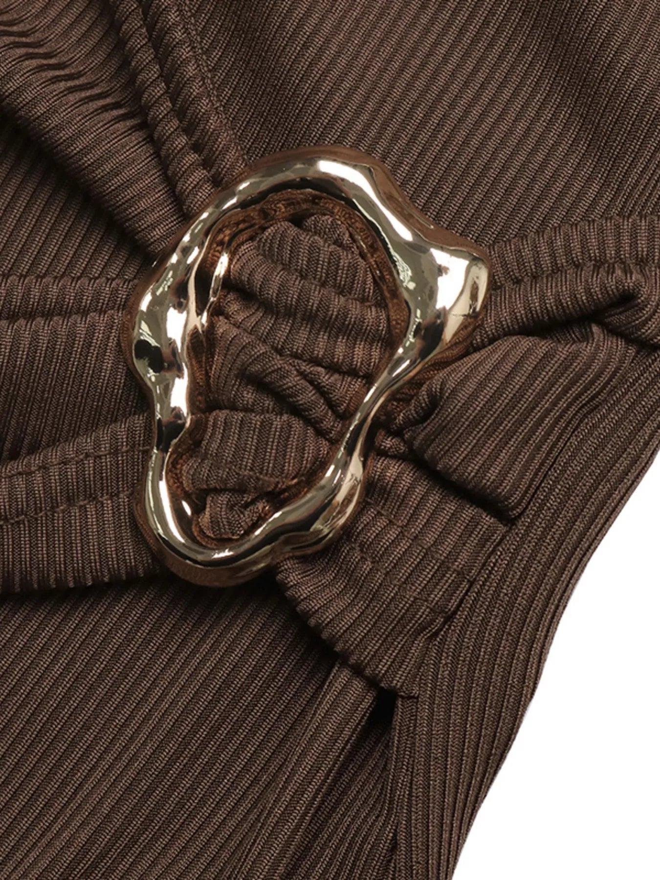Trendsi Metal Buckle Detail Surplice T-Shirt -