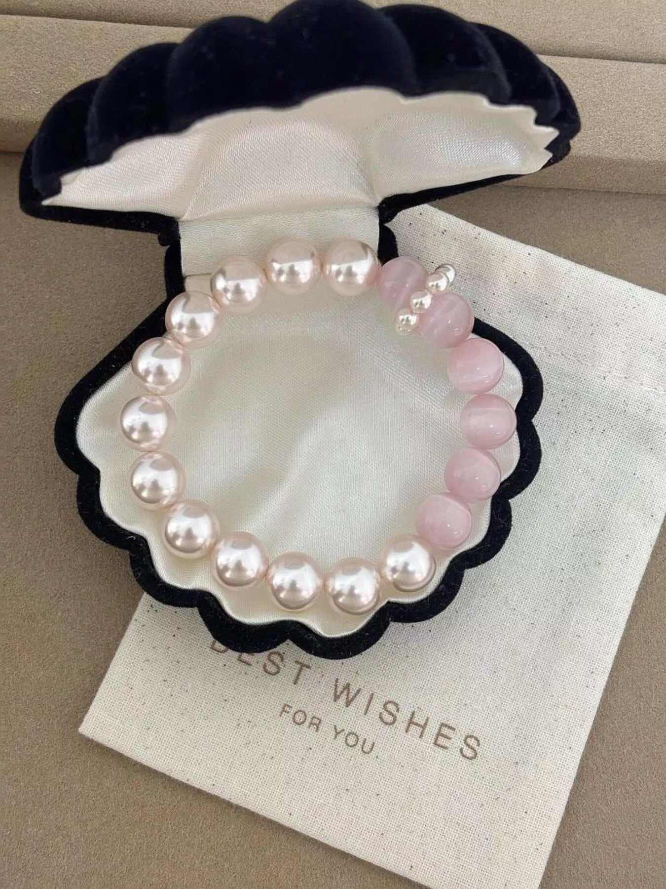 Trendsi Pearl & Cat's Eye Stone Bracelet -