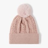Trendsi Cable Knit Solid Color Hat with Pompom -