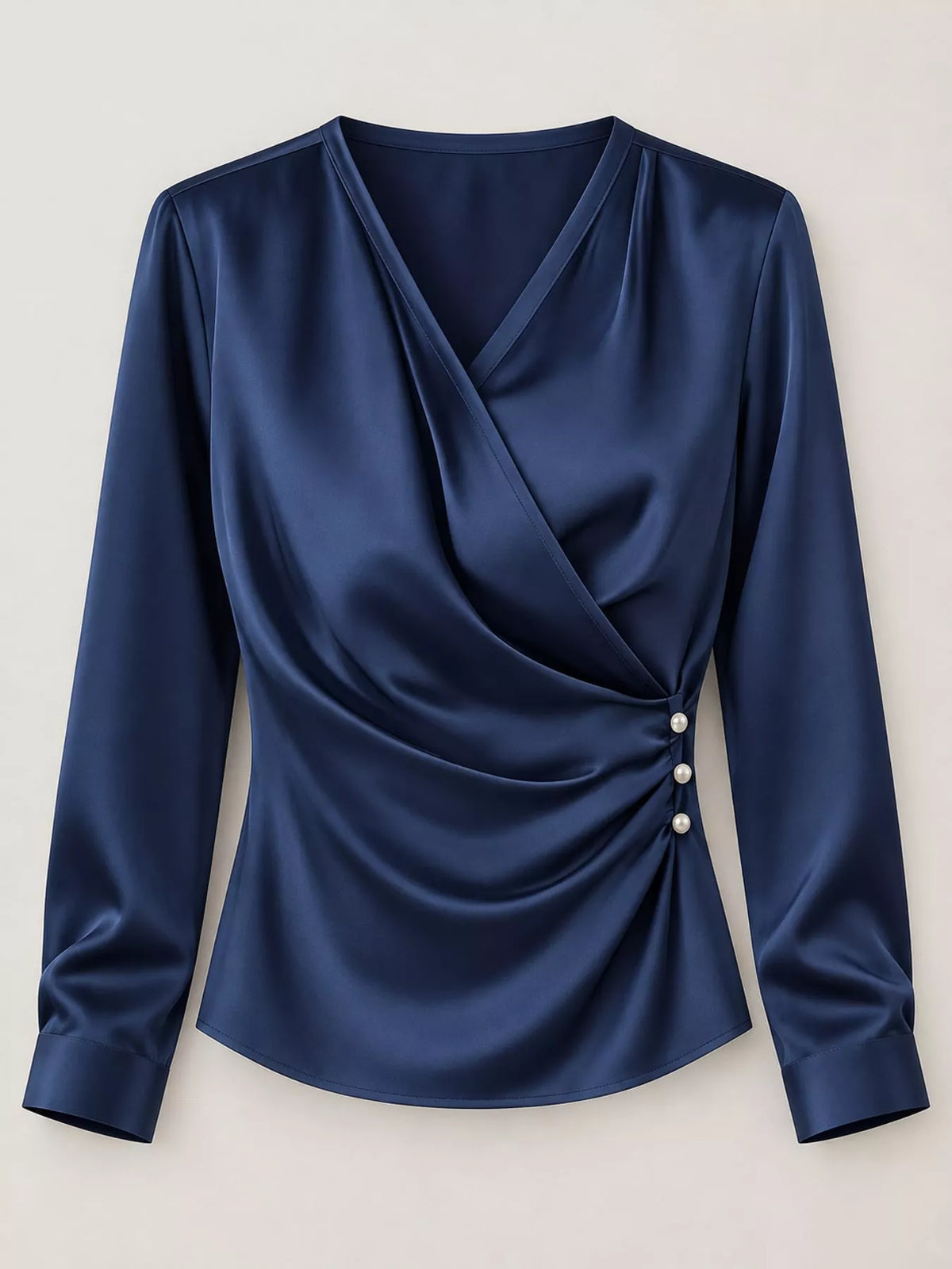 Surplice blouse, navy hanging front