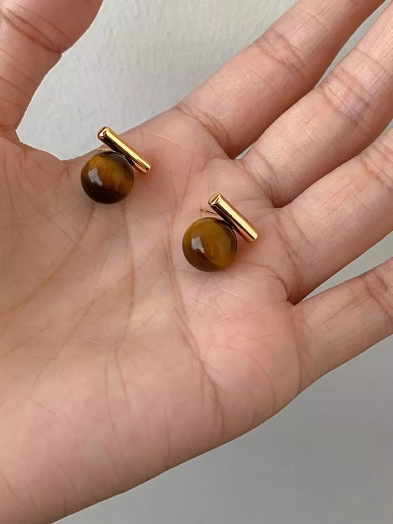Trendsi Tiger Eye Stone Stud Earrings -