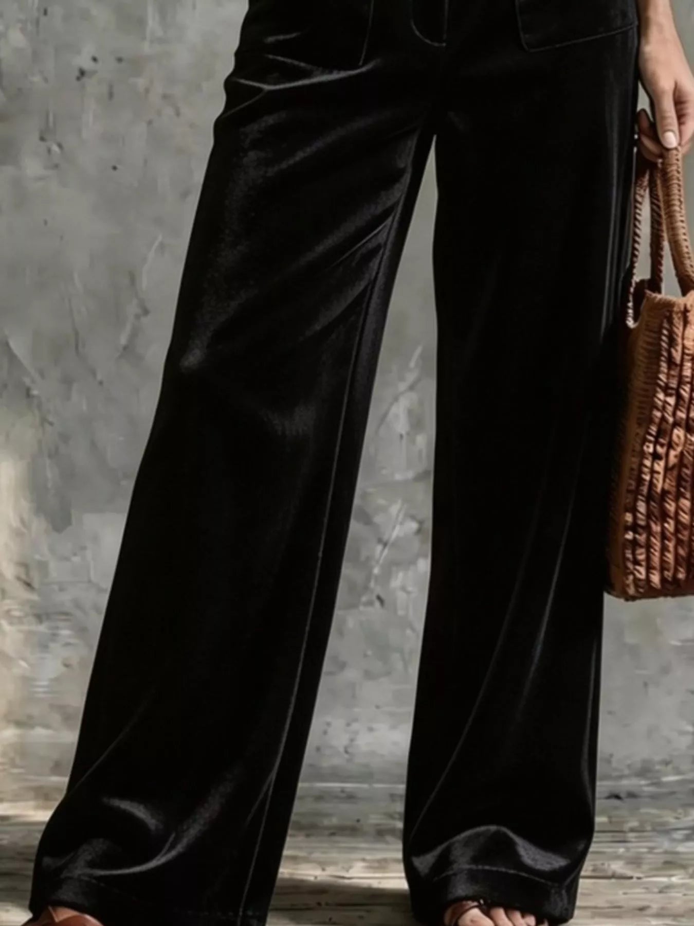 Trendsi Full Size Velvet Wide-Leg Pants Plus Size -