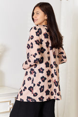 Trendsi Double Take Printed Button Front Longline Cardigan -