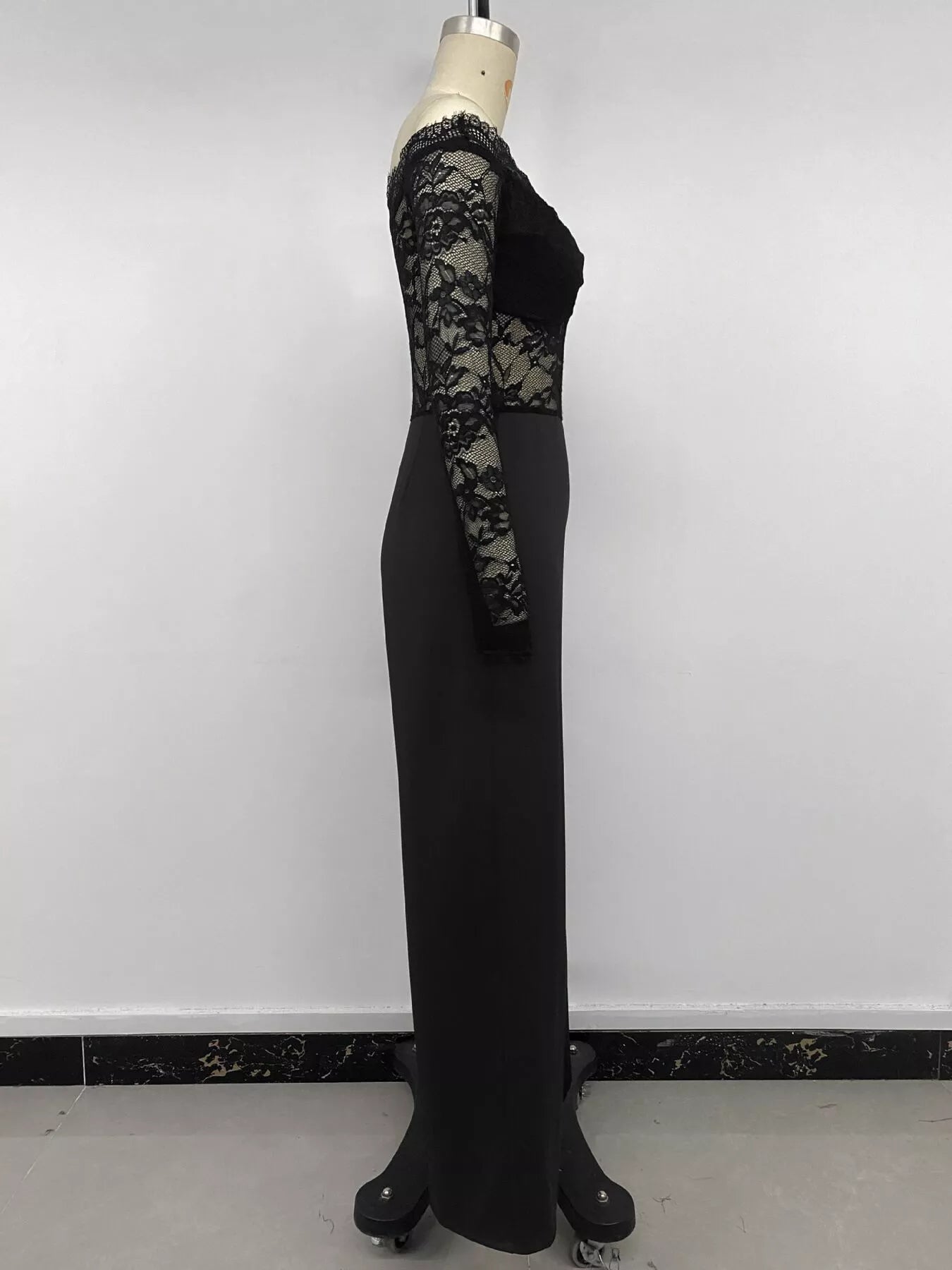 Trendsi Off-Shoulder Lace Long Sleeve Wide-Leg Jumpsuit -