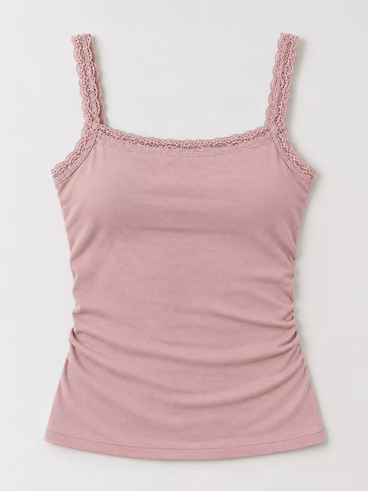 Lace camisole, pink flat lay