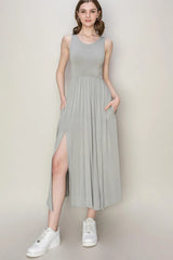 Trendsi HYFVE Sleeveless Slit Midi Dress -