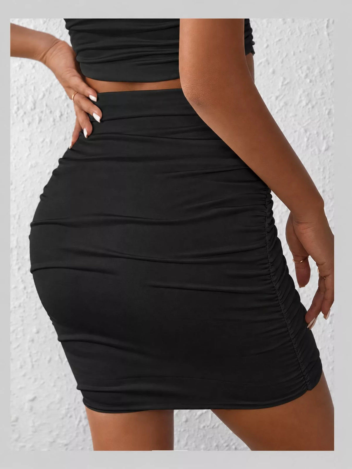 Ruched Bodycon Mini Skirt — back view