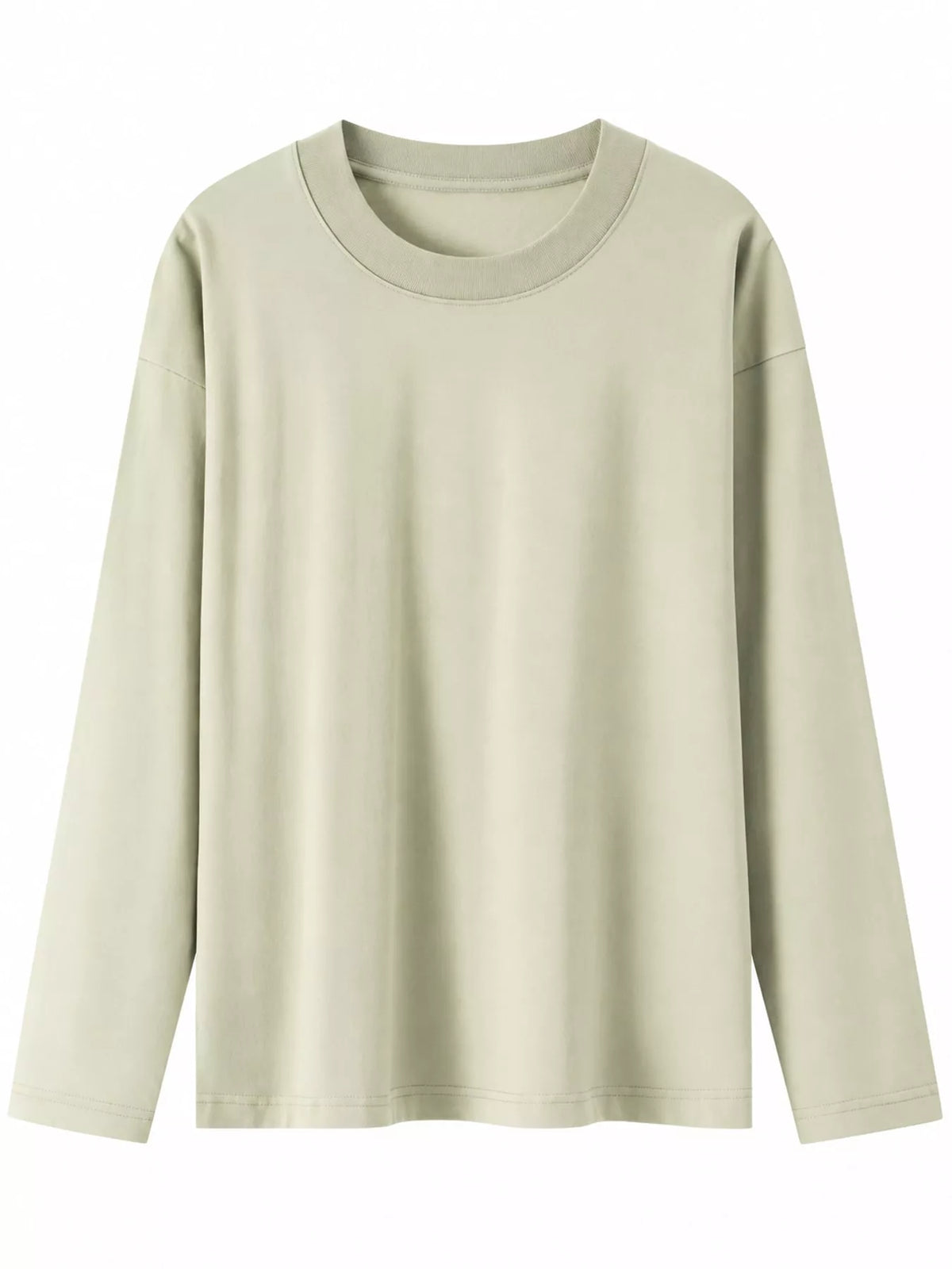 Solid Long-Sleeve Crew Neck T-Shirt — garment front