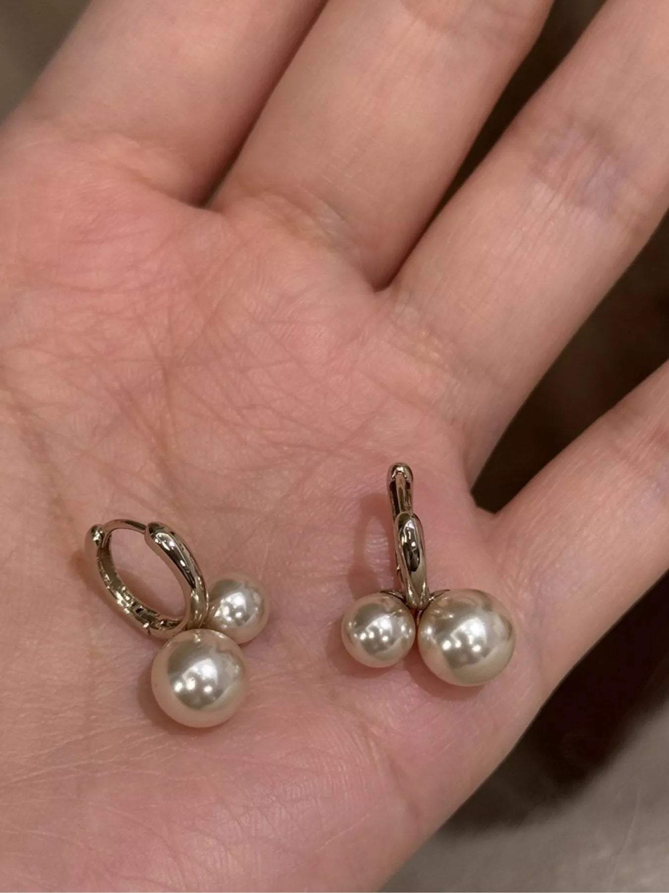 Trendsi Double Pearl Hoop Earrings -
