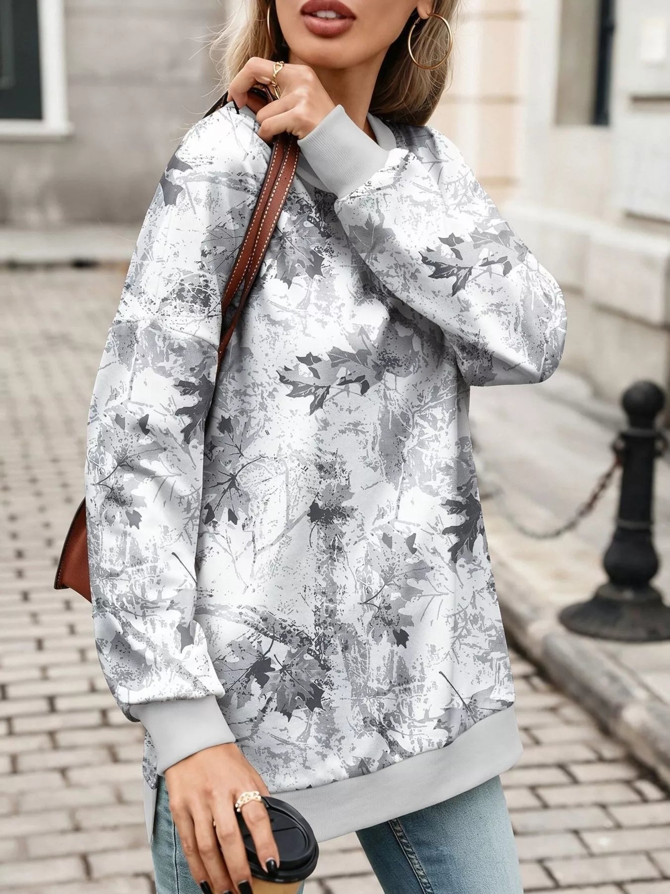 Trendsi Camouflage Print Crewneck Sweatshirt -