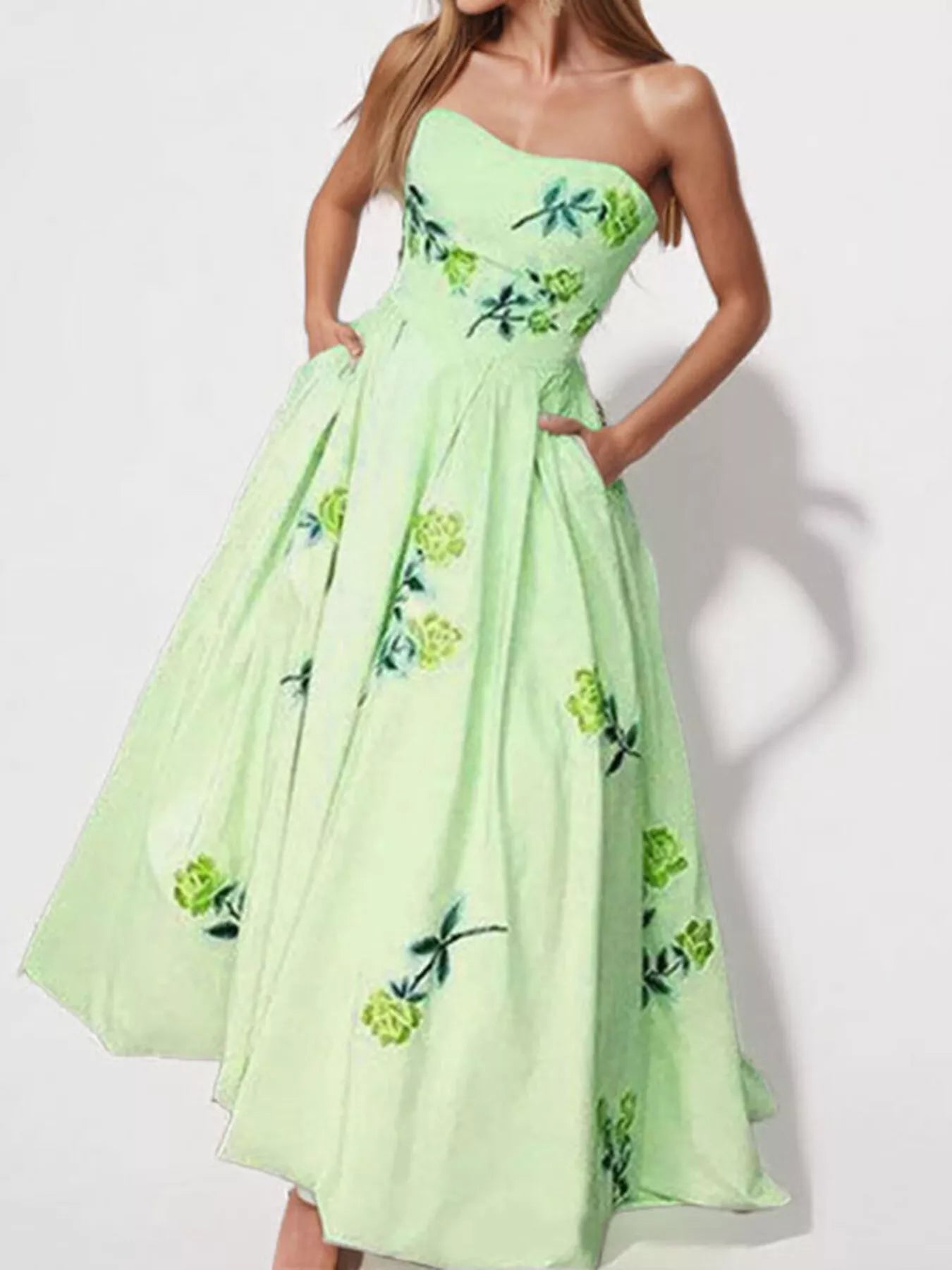 Trendsi Floral Print Tube Maxi Dress -