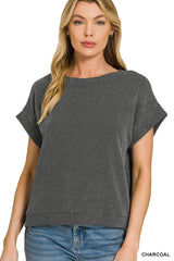 Trendsi Zenana Raised Rib Cap Sleeve Top -