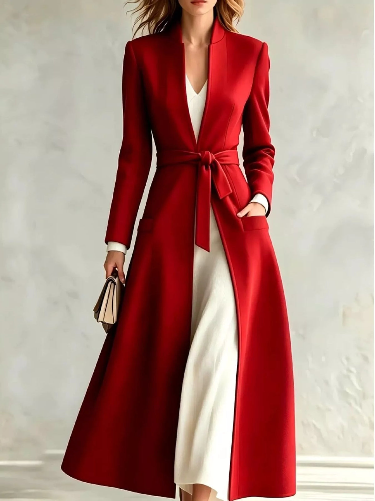Longline Belted Trench Coat — front view